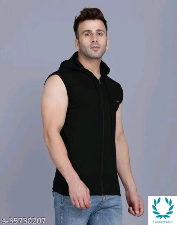 Men's Casual Hooded Tshirt - S, Black, Cotton, Pack of:1
